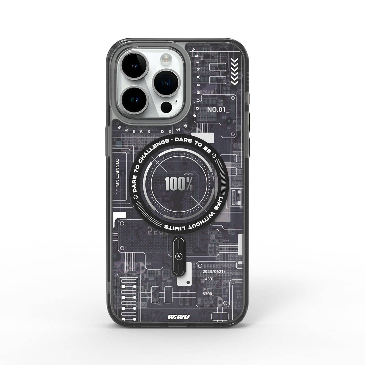 Wiwu Mecha Circuit H Serisi iPhone 15 Pro M-safe Şarj Özellikli Desenli Kılıf