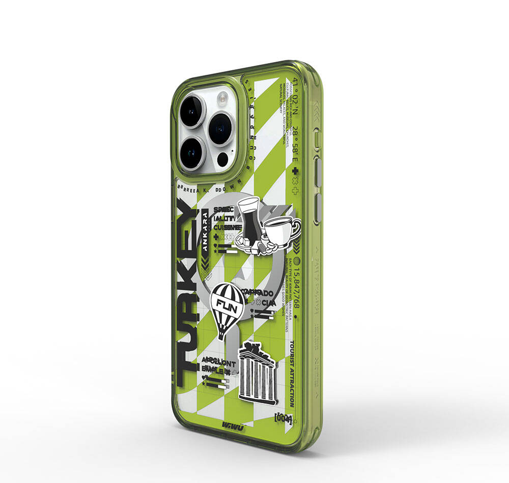 Wiwu Turkey A Serisi iPhone 15 Pro M-safe Şarj Özellikli Desenli Telefon Kılıfı