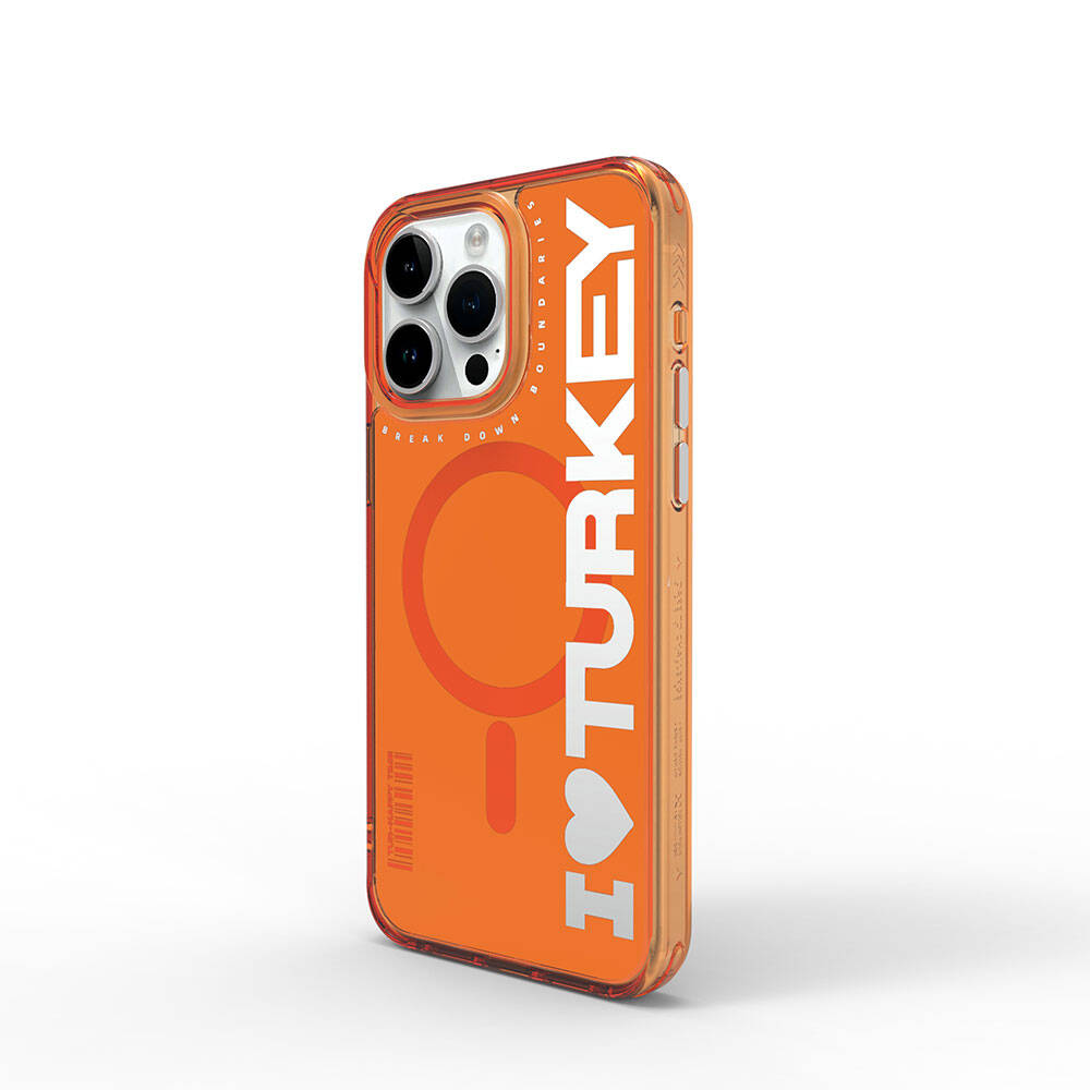 Wiwu Turkey E Serisi iPhone 15 Pro M-safe Şarj Özellikli I Love Turkey Yazı Desenli Telefon Kılıfı