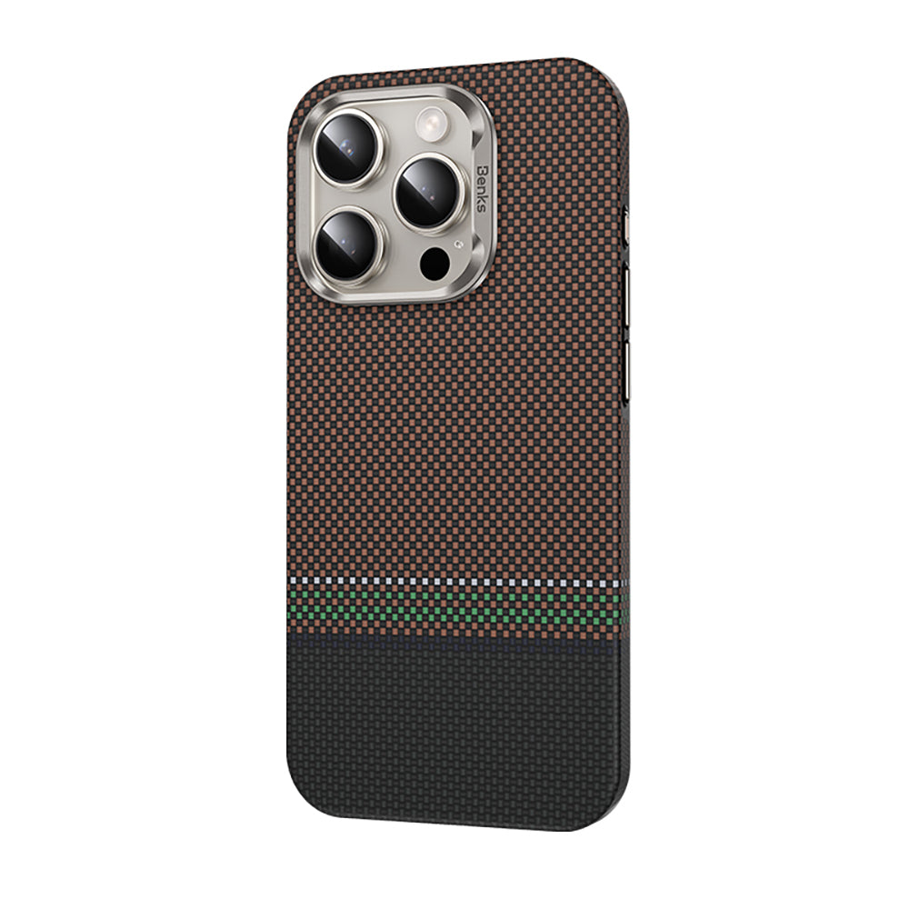 Benks Prestige ArmorPro iPhone 15 ProKarbon Fiber Tasarımlı M-safe Kevlar Kılıf