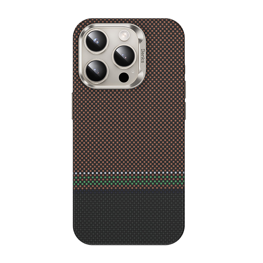 Benks Prestige ArmorPro iPhone 15 ProKarbon Fiber Tasarımlı M-safe Kevlar Kılıf