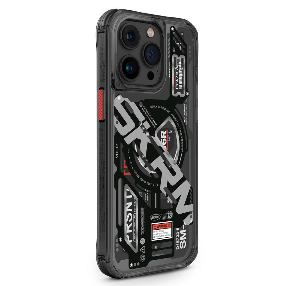 SkinArma Ekho iPhone 15 Pro M-safe Şarj Özellikli Katmanlı Makine Temalı Kılıf