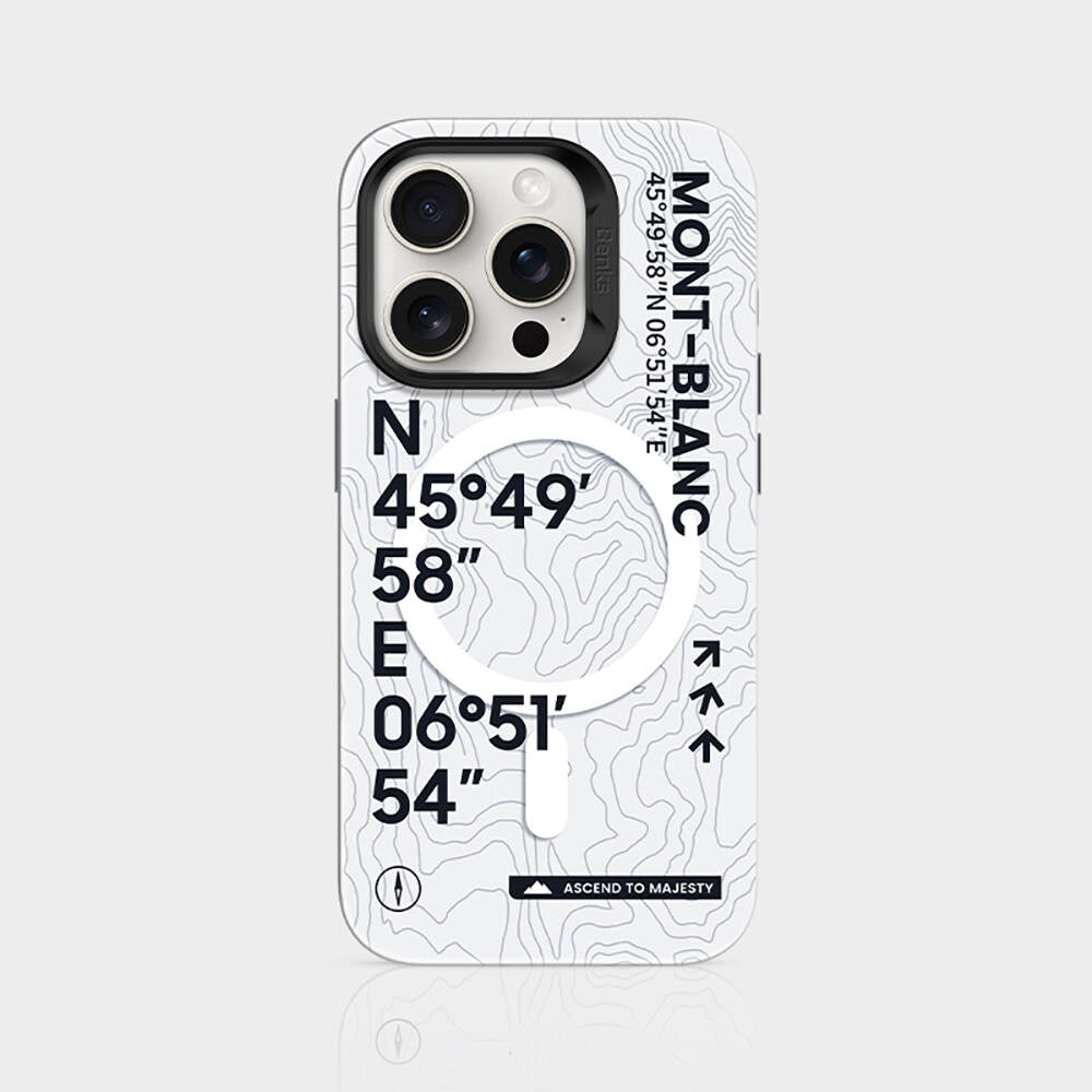 Benks Summit Serisi iPhone 15 Pro M-safe Şarj Özellikli Koordinat Yazı Desenli Kılıf
