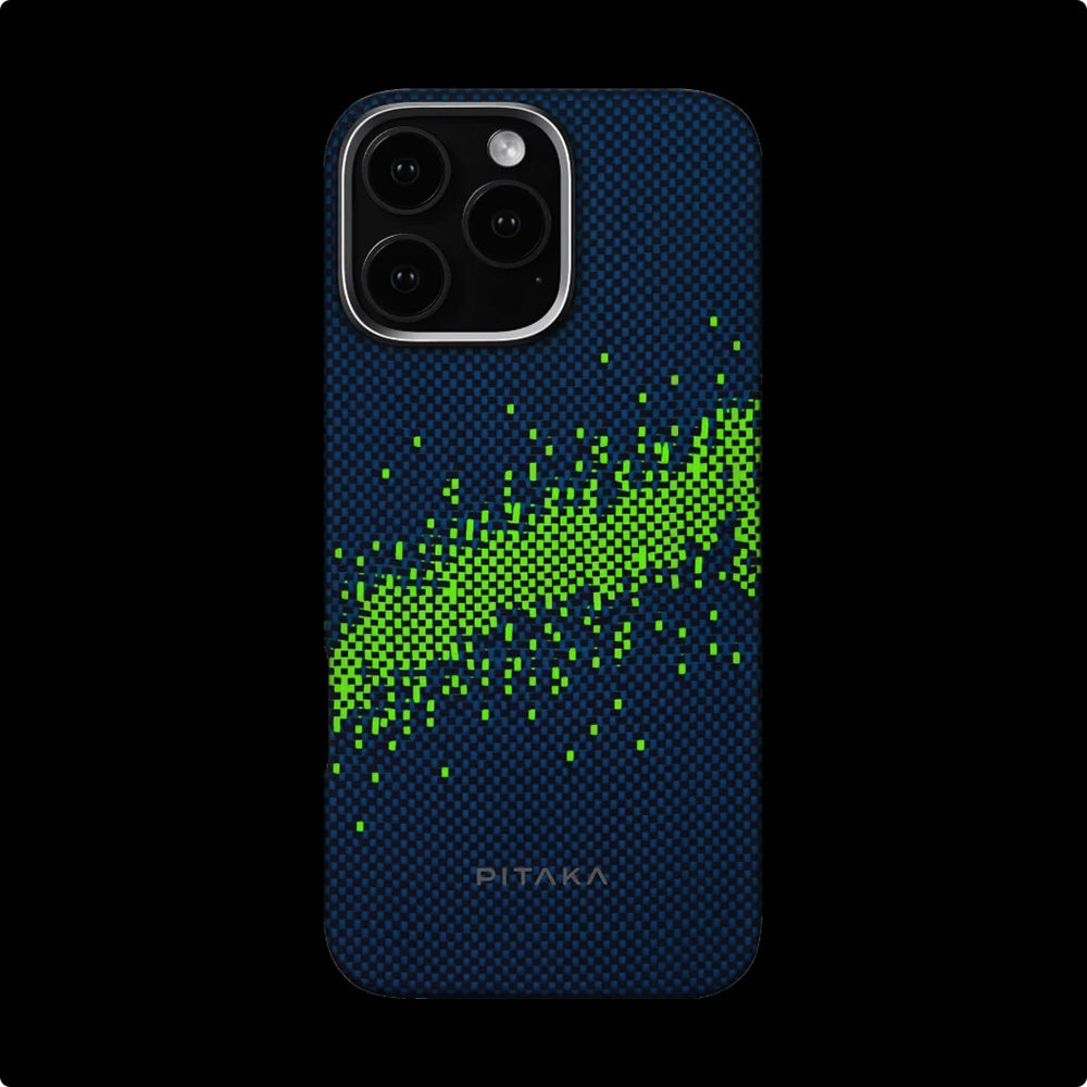 Pitaka Tactile Woven Starpeak Serisi iPhone 15 Pro M-safe Şarj Özellikli Lumintex Teknolojili Fosforlu Özellikli Aramid Fiber Milky Way Galaxy Kılıf