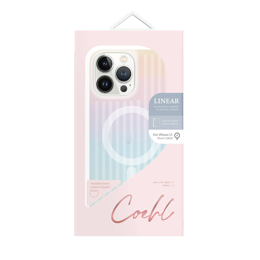 Coehl Linear iPhone 15 Pro M-safe Şarj Özellikli Parlayan Arka Yüzey Telefon Kılıfı