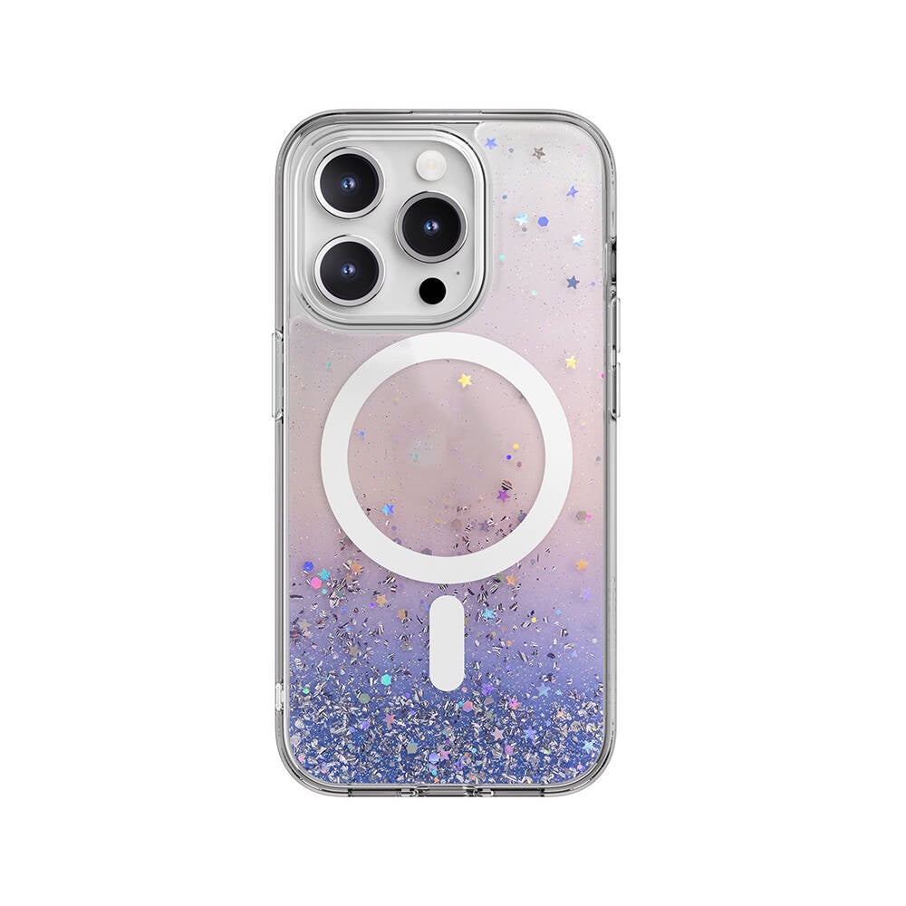 Switcheasy Starfield-M iPhone 15 Pro M-safe Şarj Özellikli Parlayan Simli Şeffaf Lisanslı Kılıf