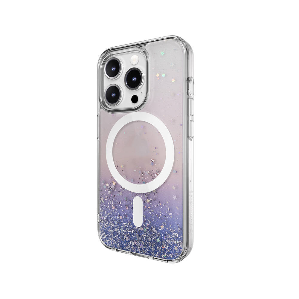 Switcheasy Starfield-M iPhone 15 Pro M-safe Şarj Özellikli Parlayan Simli Şeffaf Lisanslı Kılıf