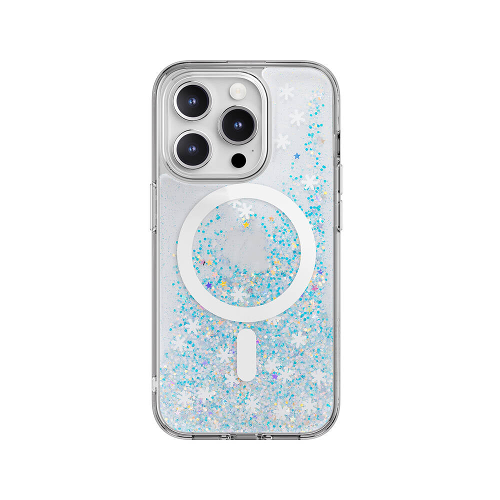Switcheasy Starfield-M iPhone 15 Pro M-safe Şarj Özellikli Parlayan Simli Şeffaf Lisanslı Kılıf