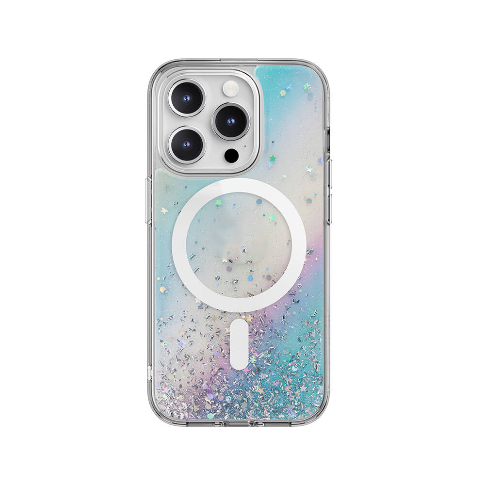 Switcheasy Starfield-M iPhone 15 Pro M-safe Şarj Özellikli Parlayan Simli Şeffaf Lisanslı Kılıf