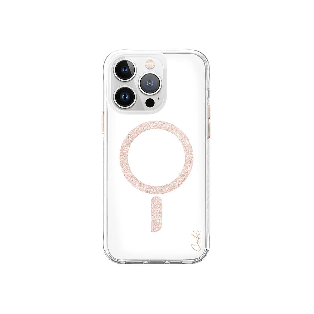 Coehl Glace iPhone 15 Pro M-safe Şarj Özellikli Simli Magnetik Telefon Kılıfı
