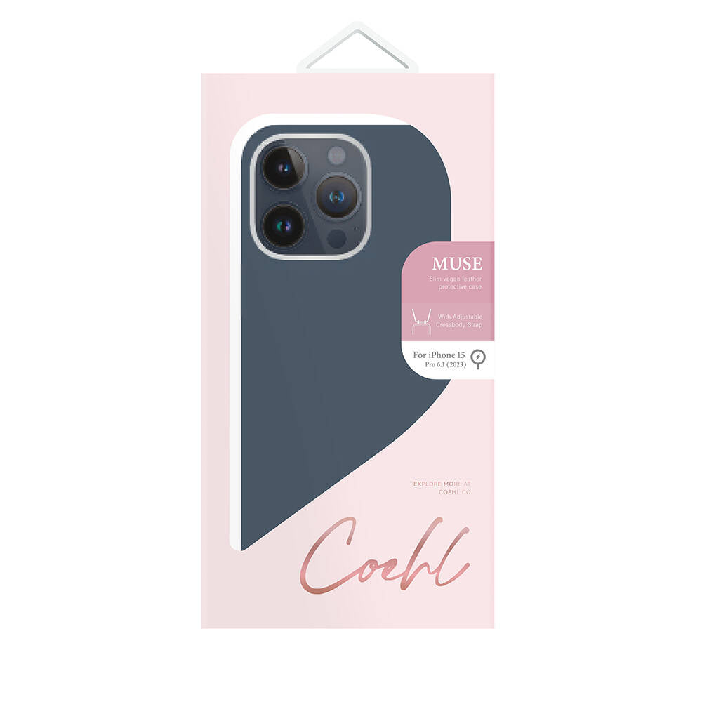 Coehl Muse iPhone 15 Pro M-safe Şarj Özellikli Soft Arka Yüzey Askı İpli Telefon Kılıfı