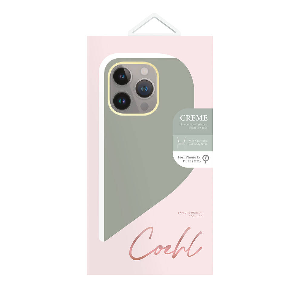 Coehl Creme iPhone 15 Pro M-safe Şarj Özellikli Soft Pürüzsüz Yüzey Askı İpli Telefon Kılıfı