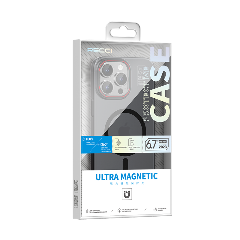 Recci Glaze Serisi iPhone 15 Pro M-safe Şarj Özellikli Standlı Metal Kamera Çerçeveli Mat Kılıf