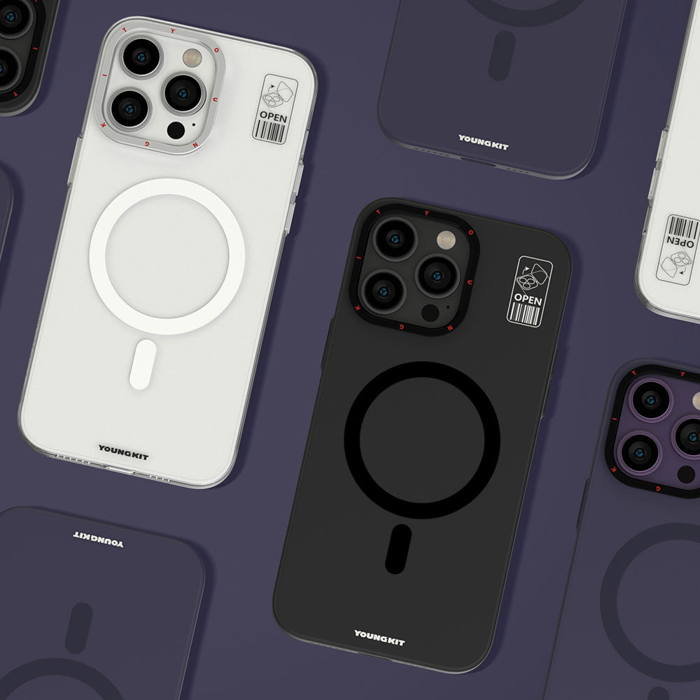 YoungKit Hermit Bracket Serisi iPhone 15 Pro M-safe Şarj Özellikli Standlı Telefon Kılıfı