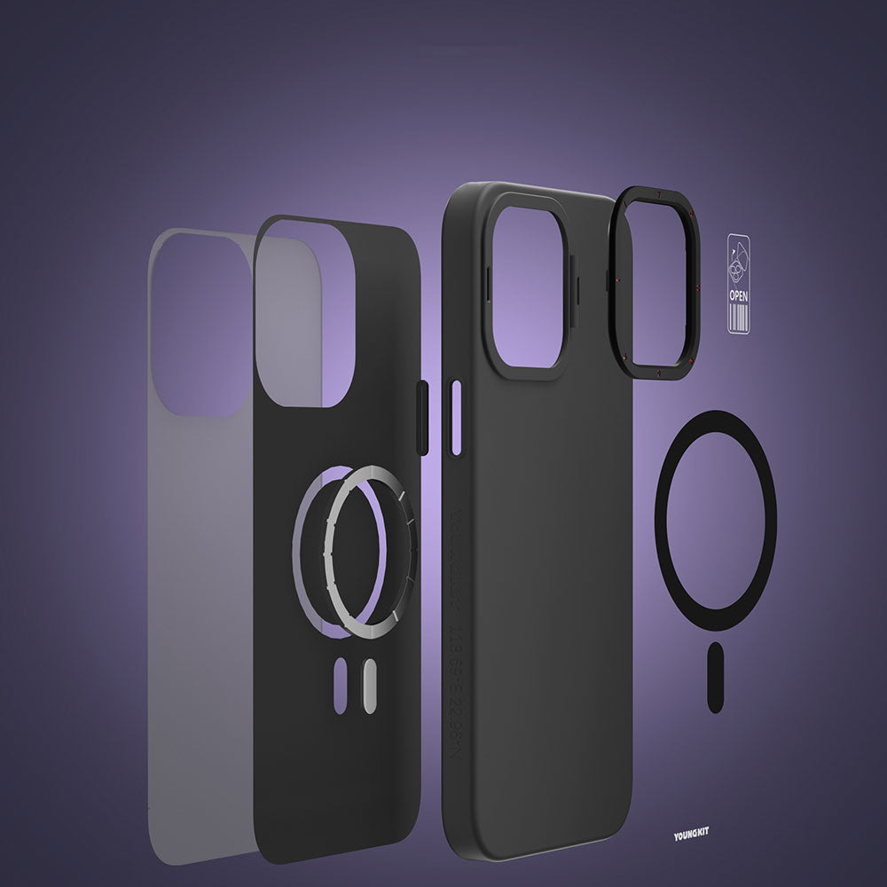 YoungKit Hermit Bracket Serisi iPhone 15 Pro M-safe Şarj Özellikli Standlı Telefon Kılıfı