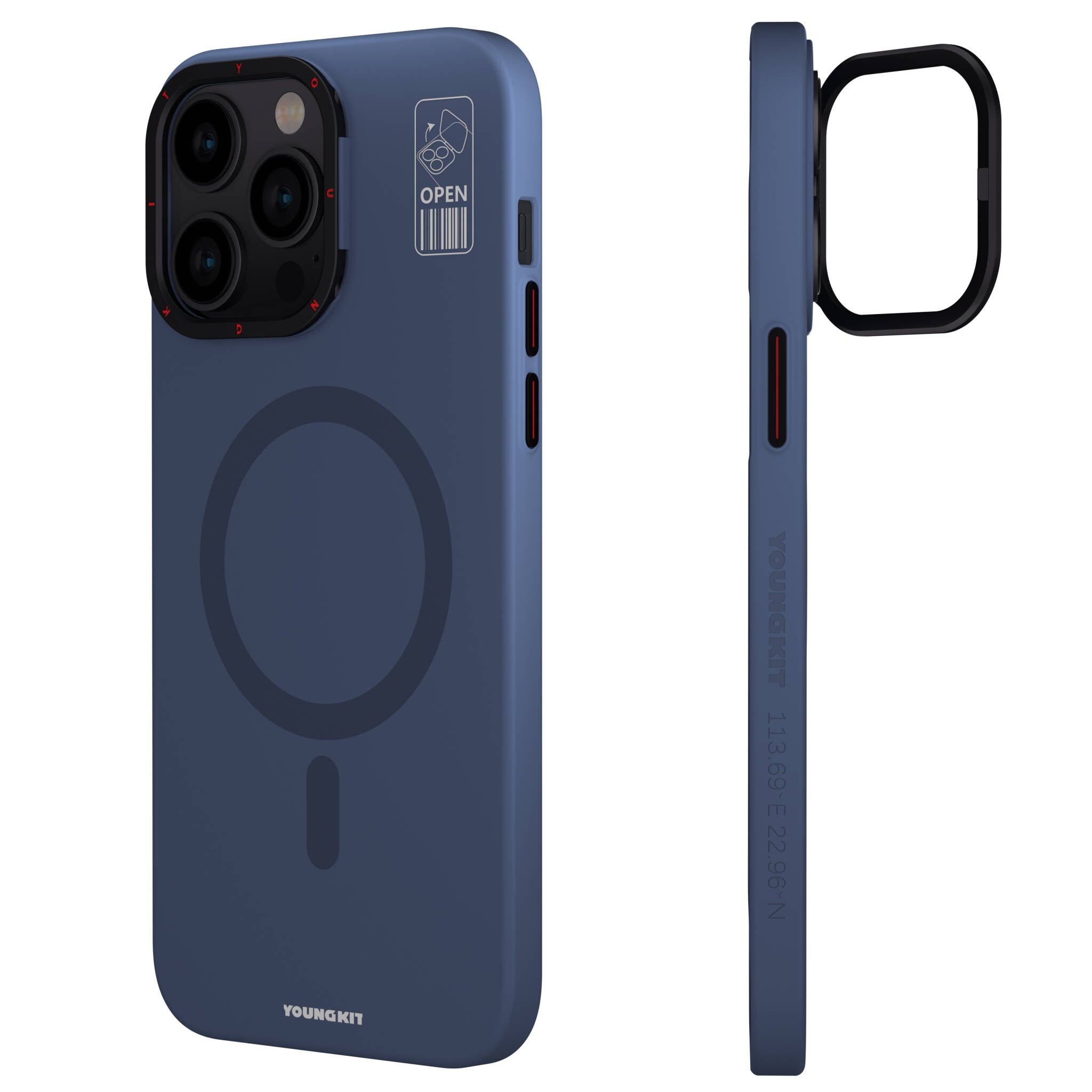 YoungKit Hermit Bracket Serisi iPhone 15 Pro M-safe Şarj Özellikli Standlı Telefon Kılıfı