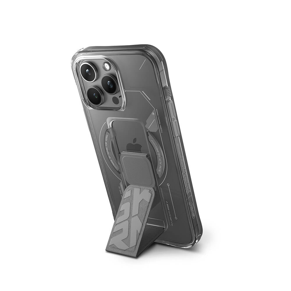 Skinarma Helio iPhone 15 Pro M-safe Şarj Özellikli Teknoloji Desenli Standlı Kılıf