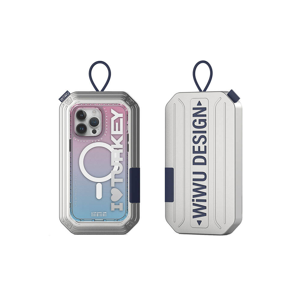 Wiwu Turkey C Serisi iPhone 15 Pro M-safe Şarj Özellikli Transparan Renk Geçişli Telefon Kılıfı