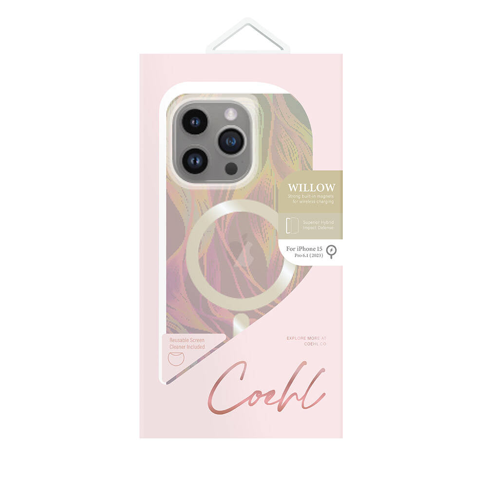 Coehl Willow iPhone 15 Pro M-safe Şarj Özellikli Yaprak Desenli Kılıf
