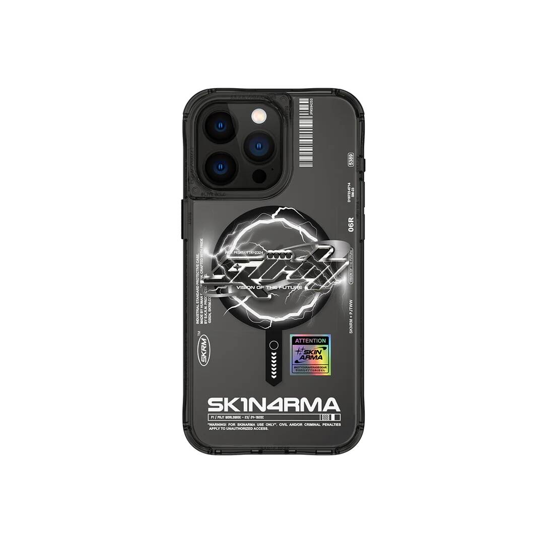 SkinArma Bolt iPhone 15 Pro M-safe Şarj Özellikli Yazı Desenli Kılıf