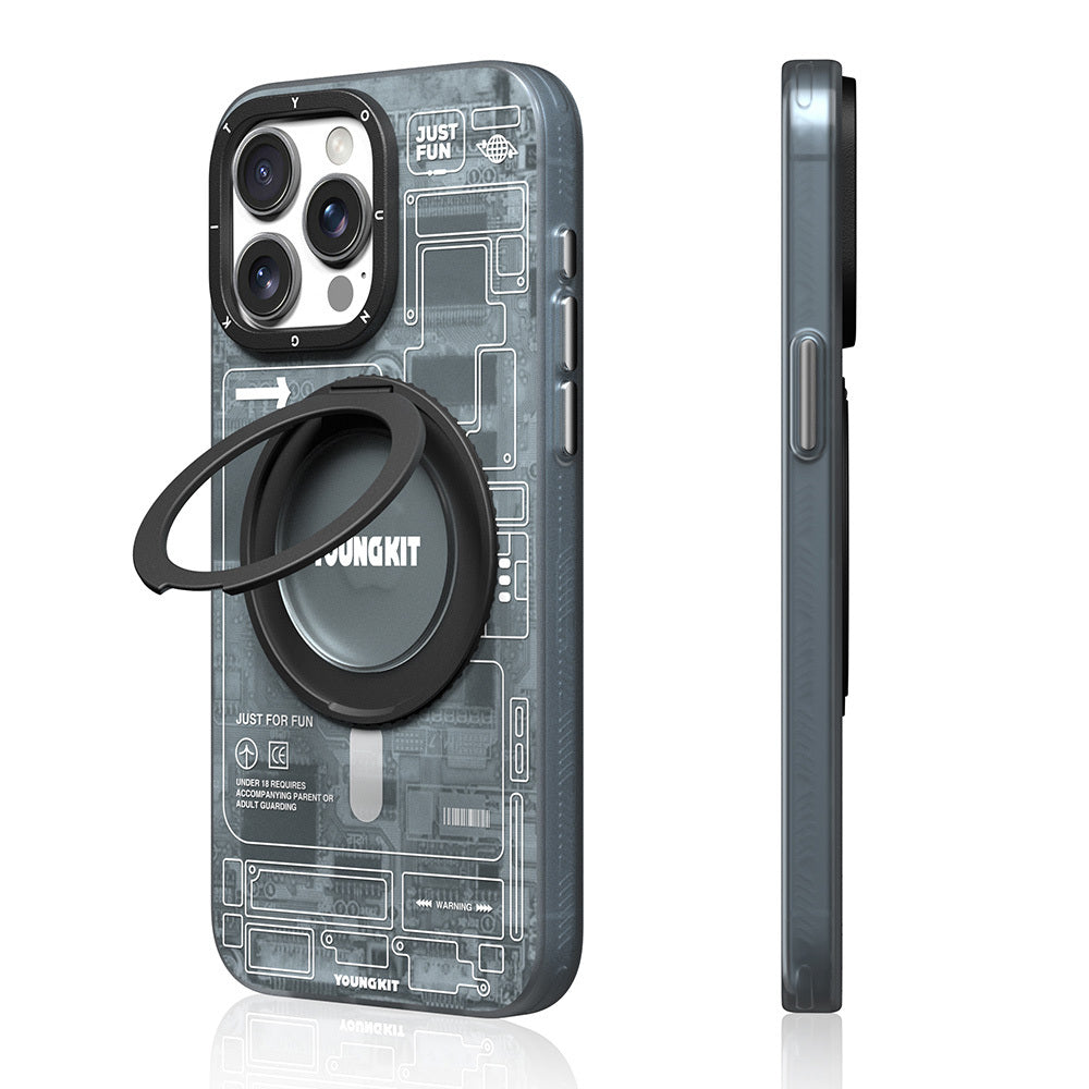 Youngkit 360° Standlı Technology Serisi iPhone 15 Pro M-safe Şarj Özellikli Kılıf