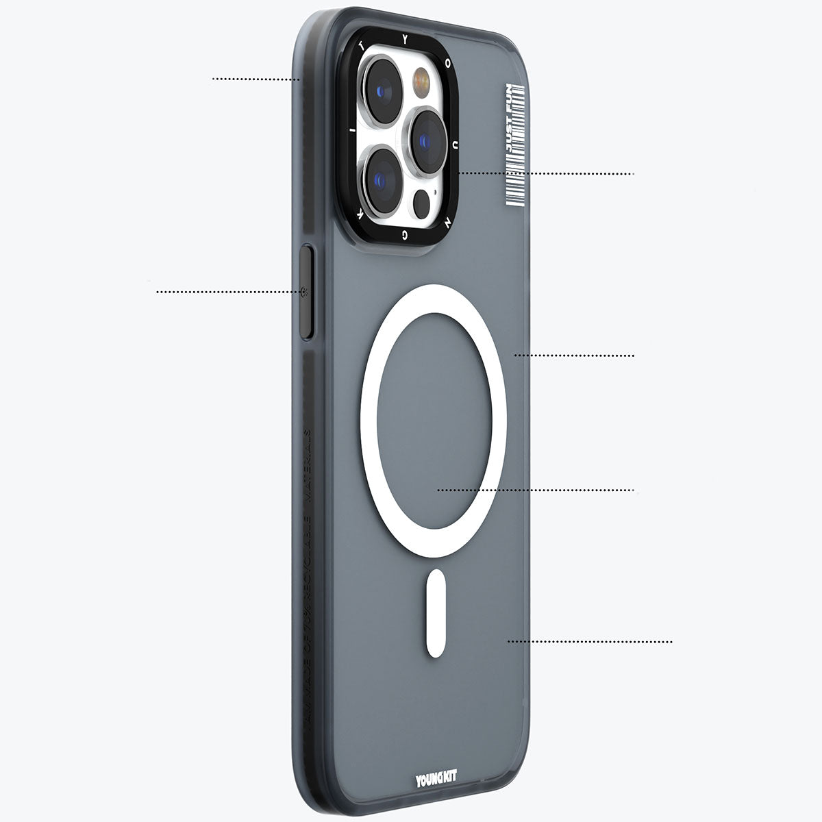 YoungKit Crystal Color Serisi iPhone 15 Pro Magsafe Şarj Özellikli Telefon Kılıfı
