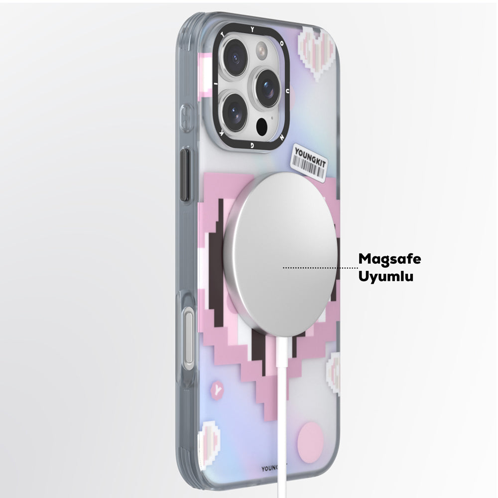 Youngkit Love Serisi iPhone 15 Pro M-safe Şarj Özellikli Telefon Kılıfı