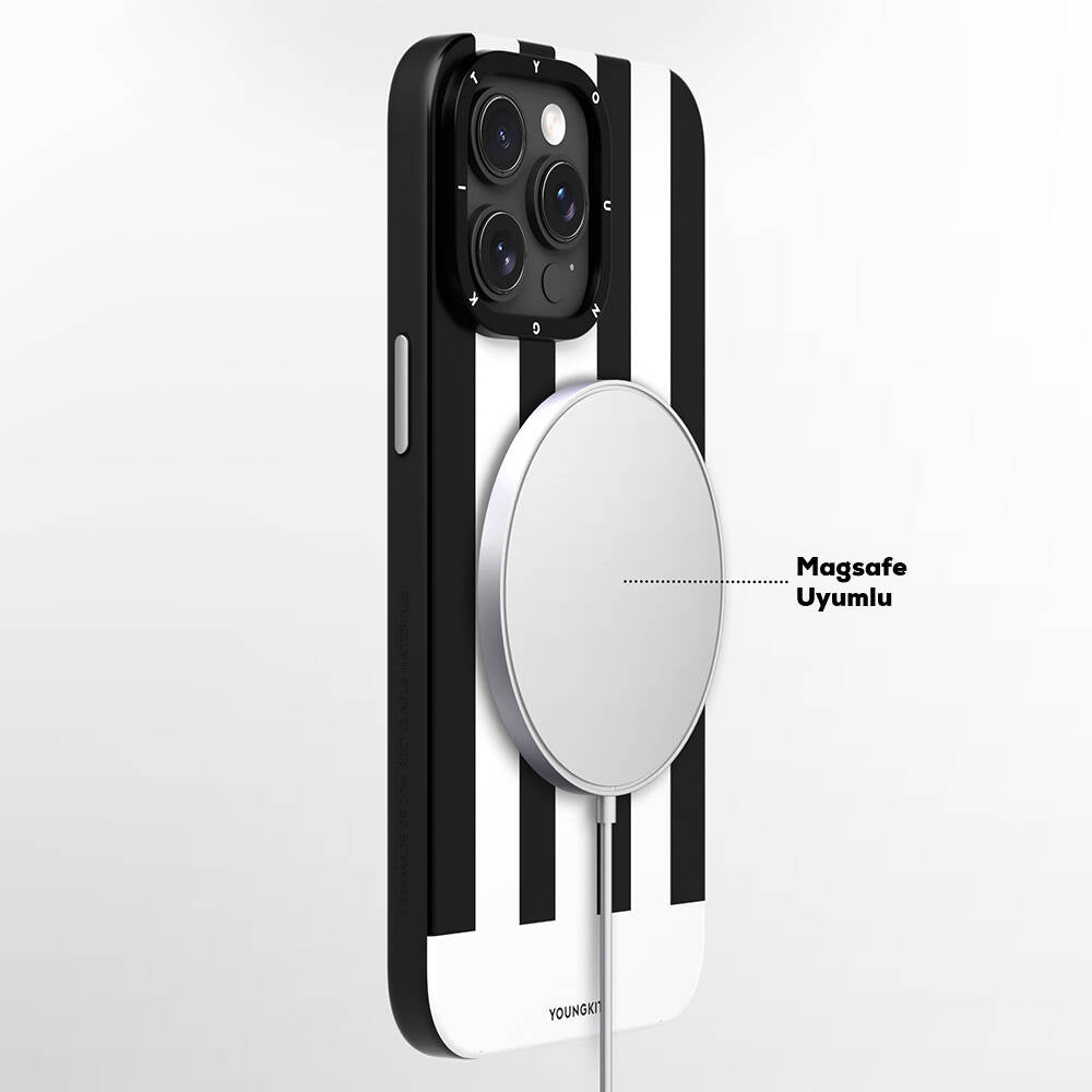 Youngkit Striped Piano Keys Serisi iPhone 15 Pro M-safe Şarj Özellikli Kılıf