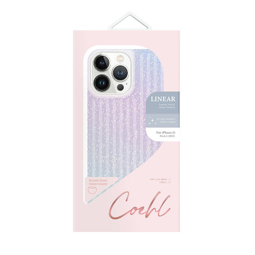Coehl Linear iPhone 15 Pro Parlayan Arka Yüzey Telefon Kılıfı