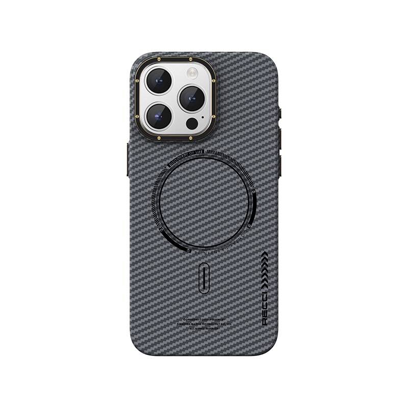 Recci Machinist Serisi iPhone 15 Pro M-safe Şarj Özellikli Magnetik Karbon Telefon Kılıfı