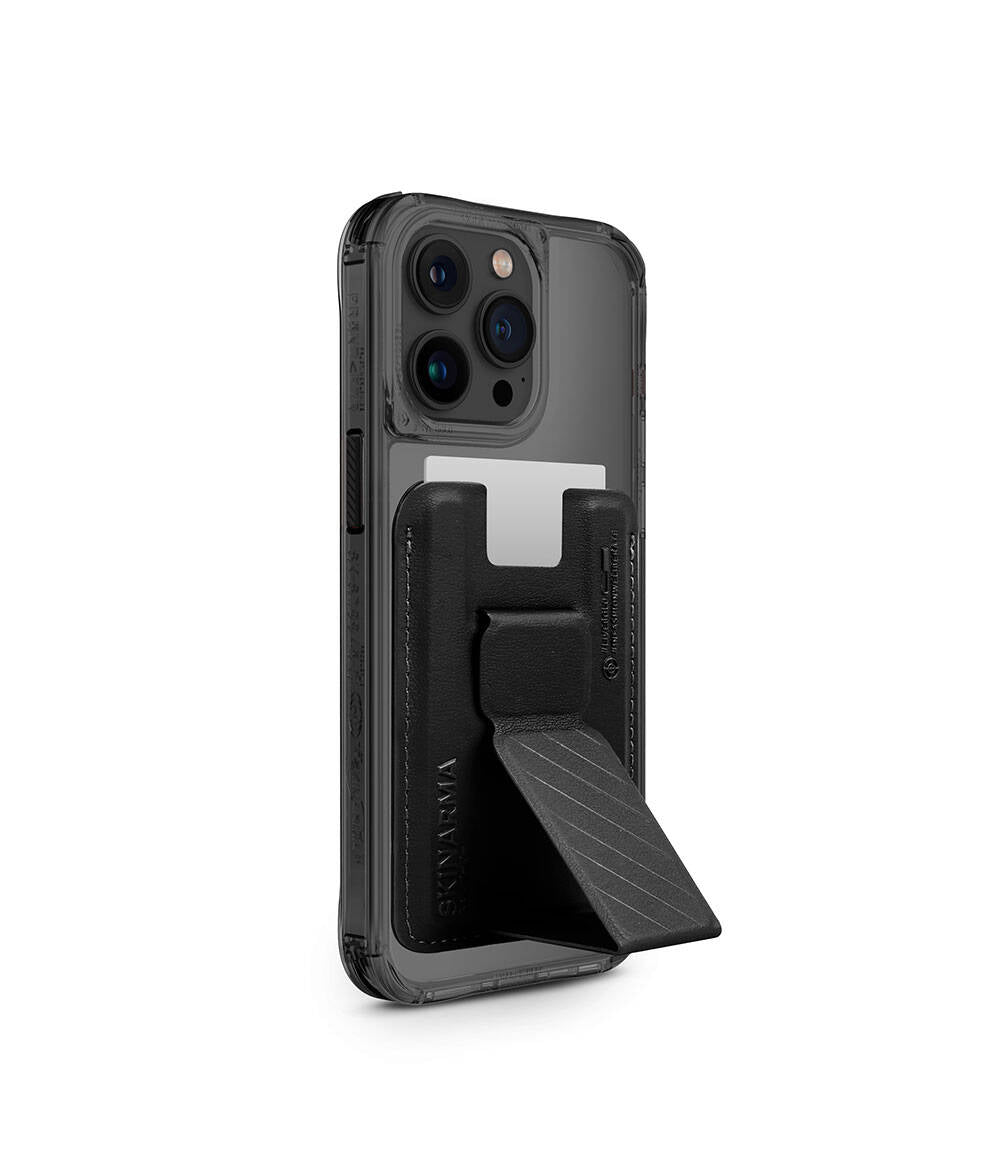 SkinArma iPhone 15 Pro Şeffaf M-safe Şarj Özellikli Kado Kartlıklı Saido Kılıf
