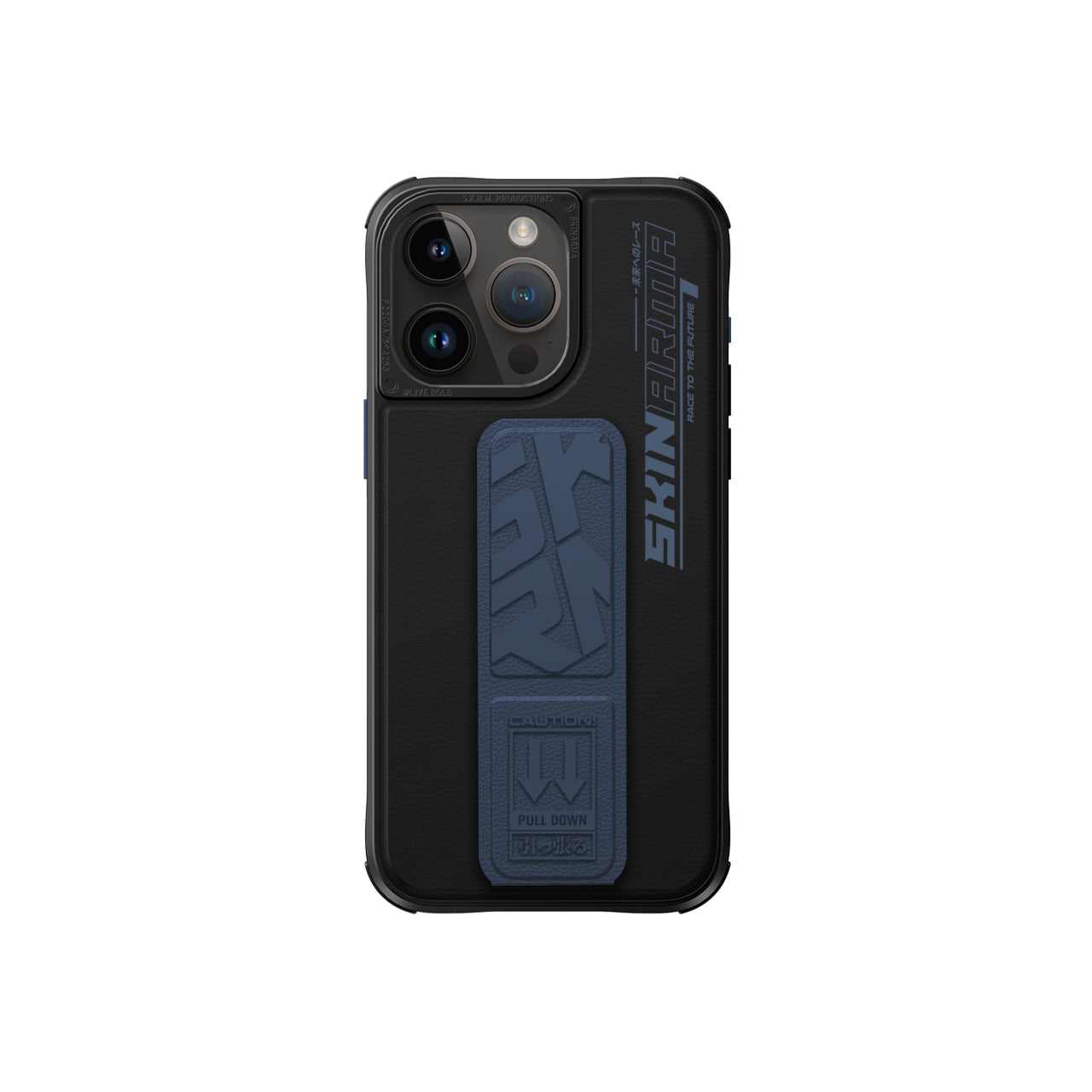 SkinArma iPhone 15 Pro Standlı Deri Görünümlü Slate Telefon Kılıfı