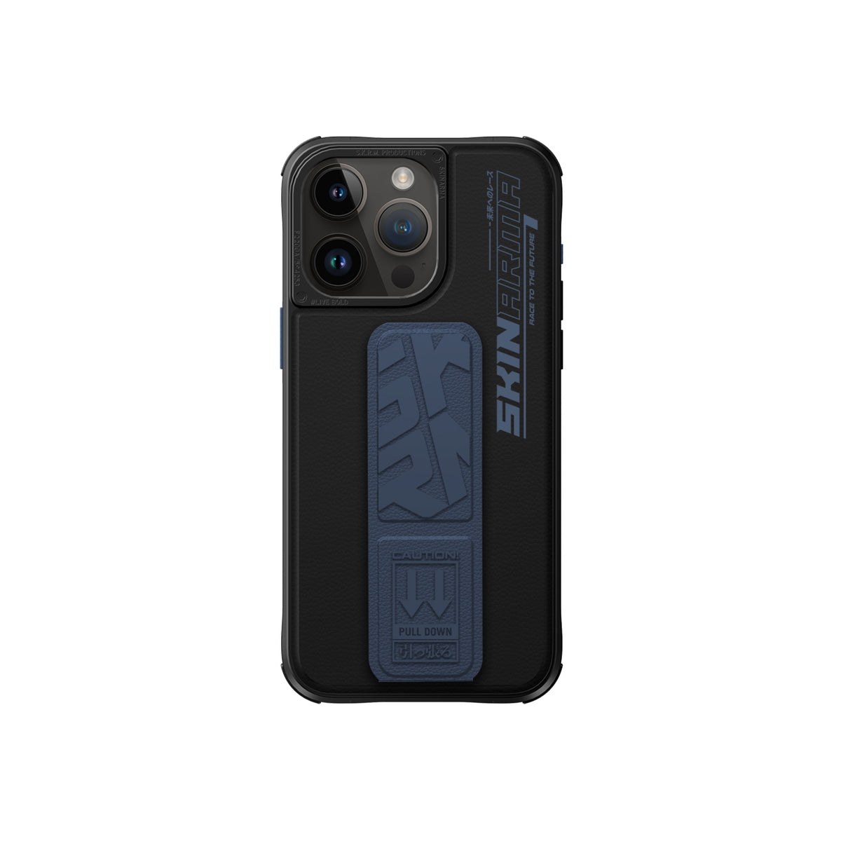SkinArma iPhone 15 Pro Standlı Deri Görünümlü Slate Telefon Kılıfı