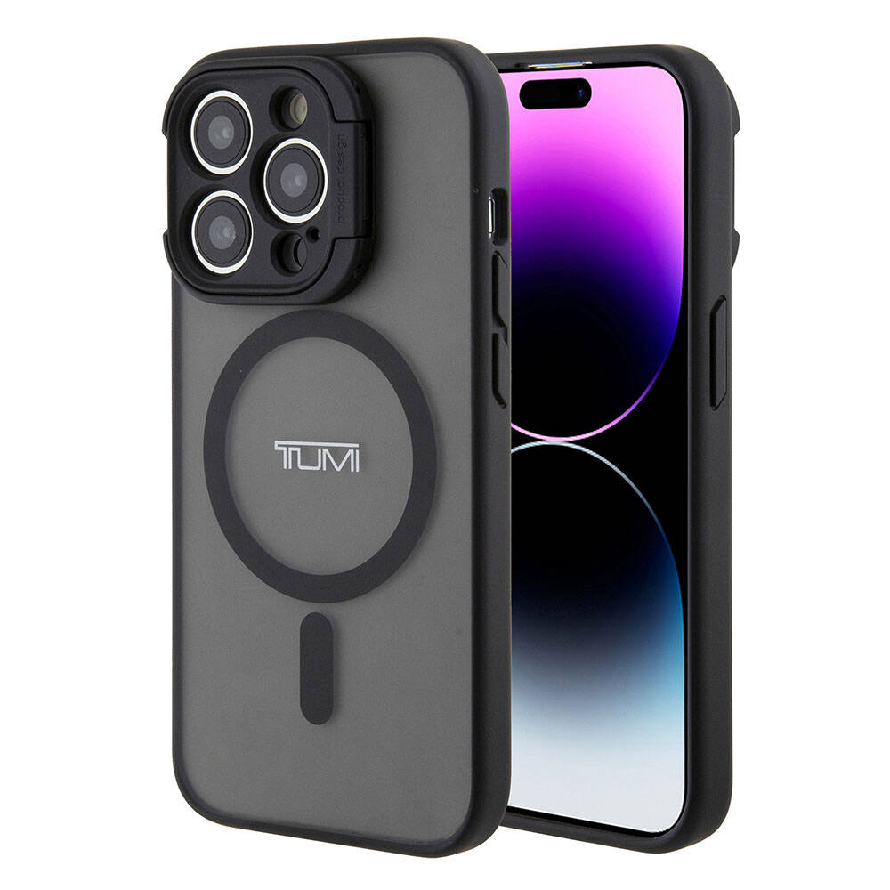 TUMI iPhone 15 Pro Orjinal Lisanslı M-safe Şarj Özellikli Kamera Standlı Buzlu Mat Kılıf