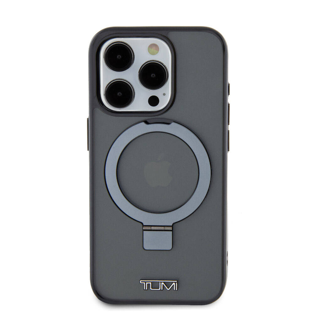 TUMI iPhone 15 Pro Orjinal Lisanslı M-safe Şarj Özellikli PC TPU Metal Logolu Ring Standlı Kılıf