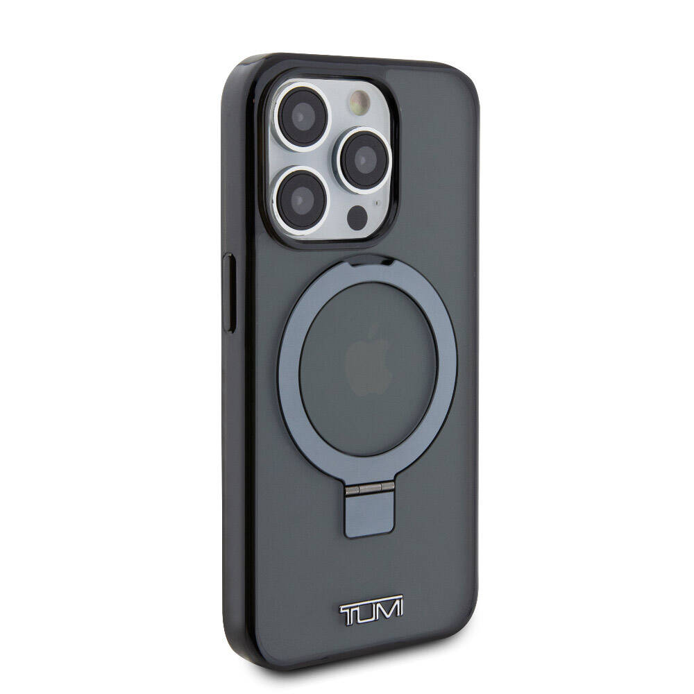 TUMI iPhone 15 Pro Orjinal Lisanslı M-safe Şarj Özellikli PC TPU Metal Logolu Ring Standlı Kılıf