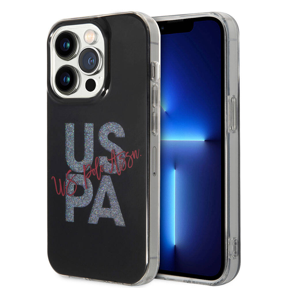 U.S. Polo Assn. iPhone 15 Pro Orjinal Lisanslı Simli Parlak Alfabe Tasarım Telefon Kılıfı - 1