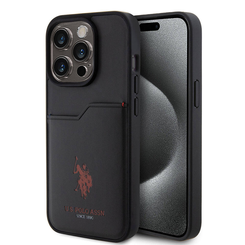U.S. Polo Assn. iPhone 15 Pro Orjinal Lisanslı Baskı Logolu PU Kartlıklı Telefon Kılıfı - 1