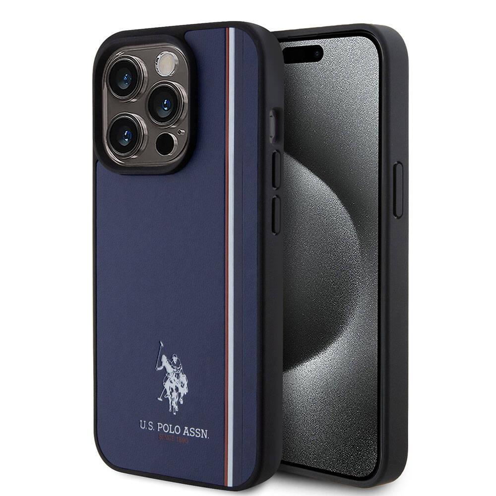 U.S. Polo Assn. iPhone 15 Pro Orjinal Lisanslı Üç Renk Şerit Tasarımlı Baskı Logolu Telefon Kılıfı - 1