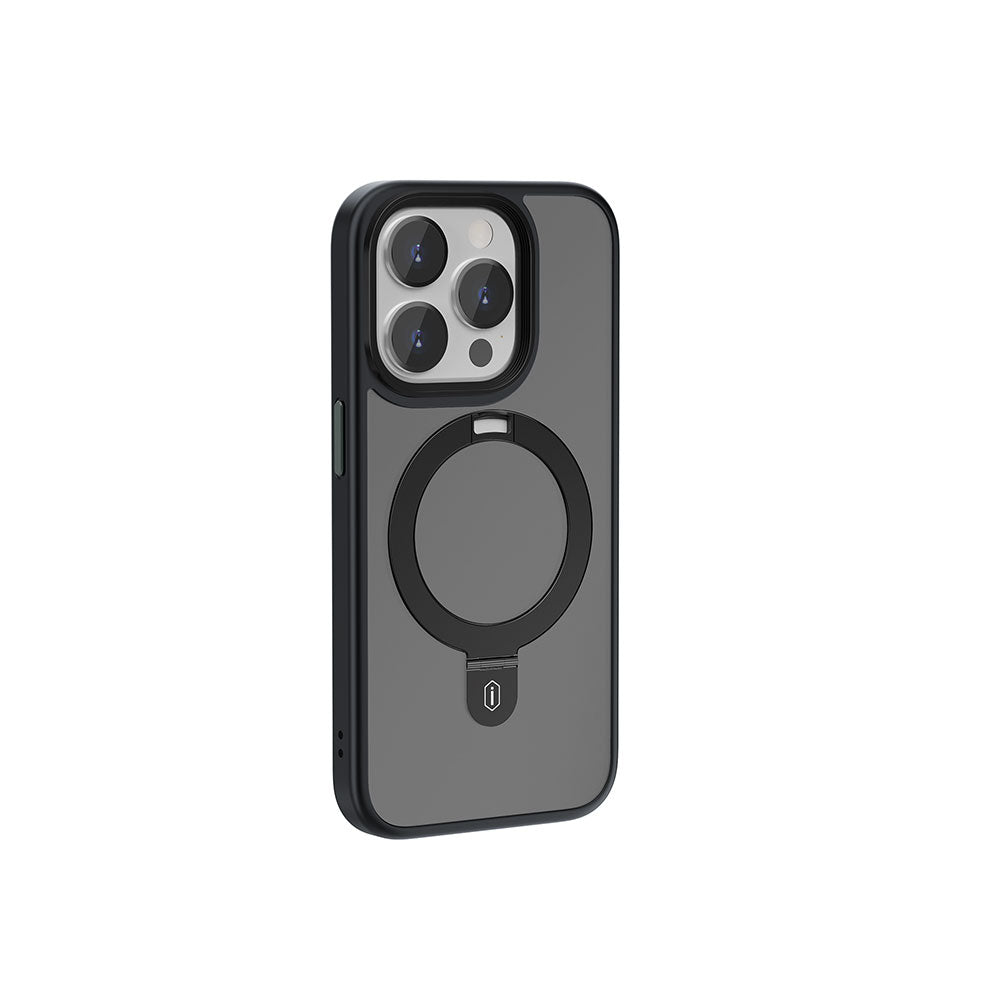 Wiwu ZMM-010 iPhone 15 Pro Max M-safe Şarj Özellikli Mat Arka Yüzey Standlı Telefon Kılıfı