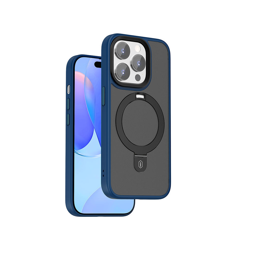 Wiwu ZMM-010 iPhone 15 Pro M-safe Şarj Özellikli Mat Arka Yüzey Standlı Telefon Kılıfı