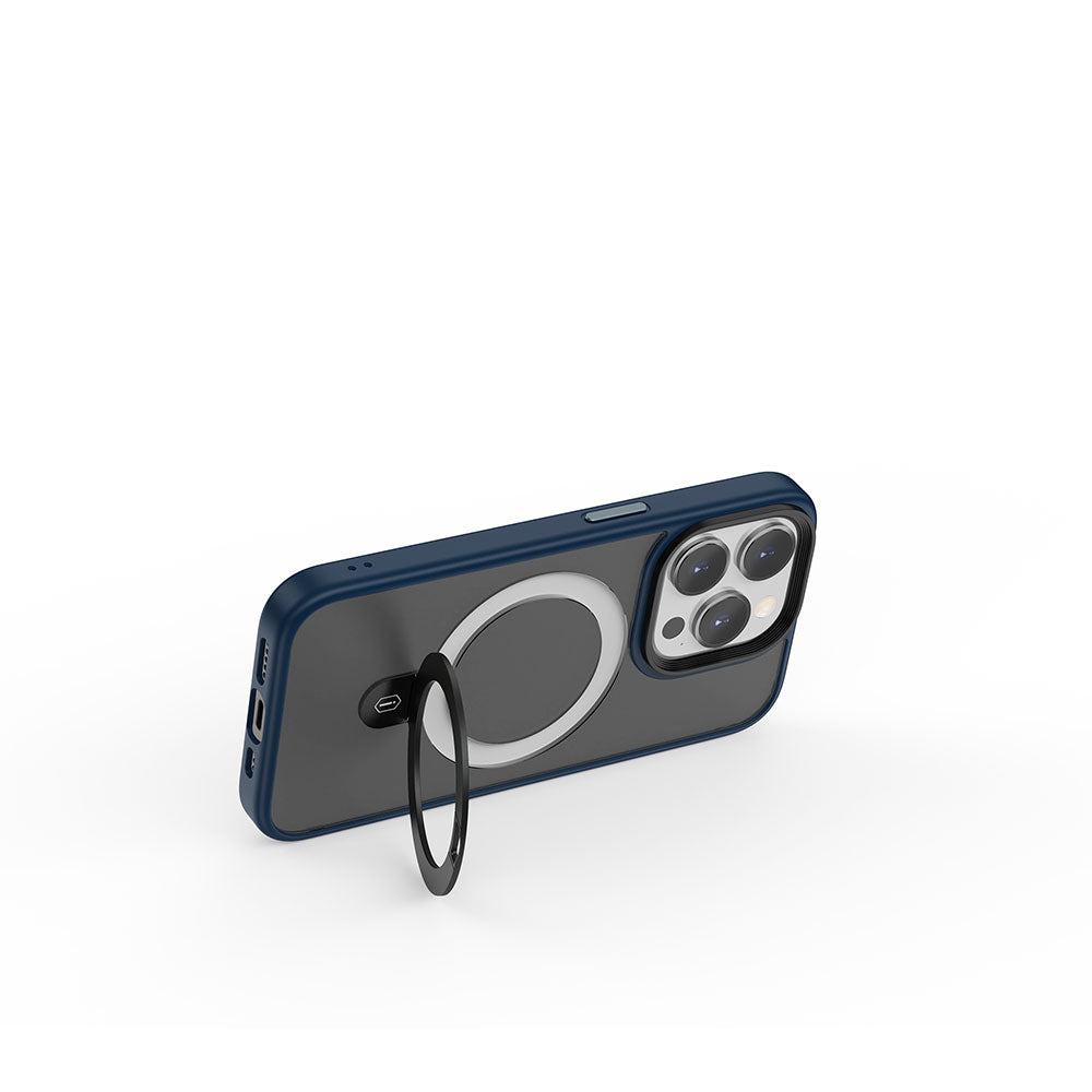 Wiwu ZMM-010 iPhone 15 Pro M-safe Şarj Özellikli Mat Arka Yüzey Standlı Telefon Kılıfı