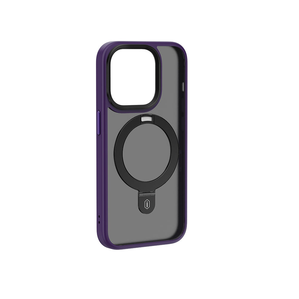Wiwu ZMM-010 iPhone 15 Pro M-safe Şarj Özellikli Mat Arka Yüzey Standlı Telefon Kılıfı