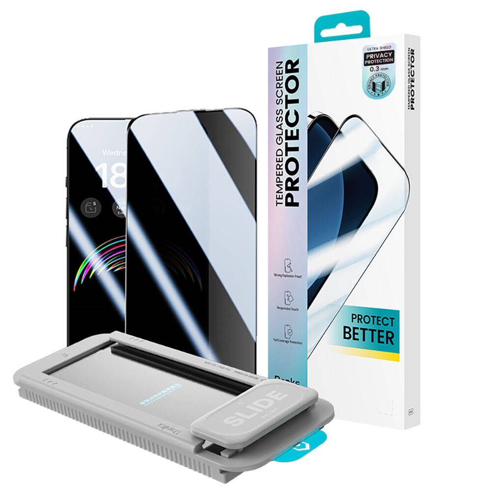 Benks V Pro Ultra iPhone 15 Pro Max Shield Privacy 0.3mm Ekran Koruyucu + Kolay Uygulama Aparatlı