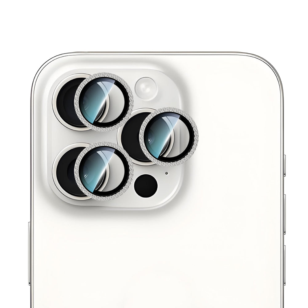 CaseWorld Alloy Sparkling Diamond Serisi iPhone 15 Pro Max Taşlı Lens Koruyucu