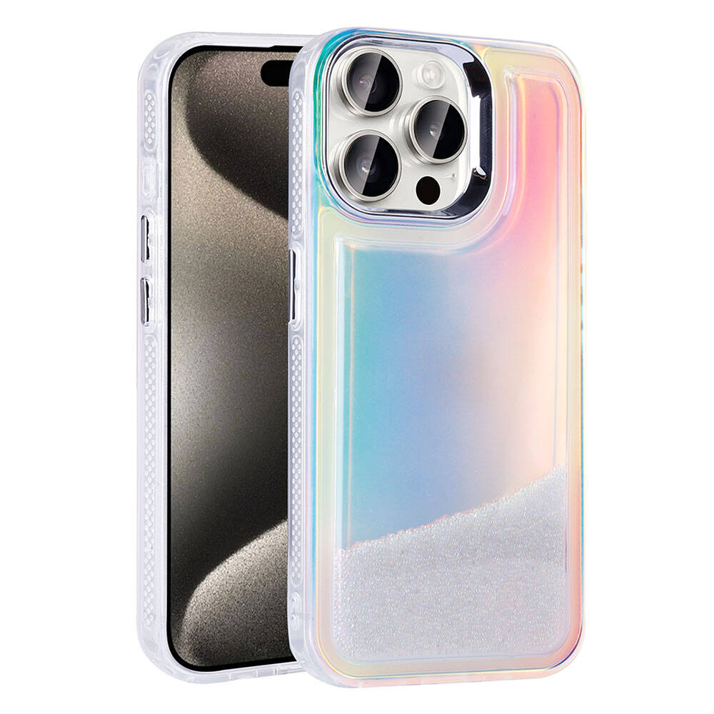 Cepax iPhone 15 Pro Max Airbagli Renkli Arka Yüzey Boncuk Tasarımlı Kumul Kılıf