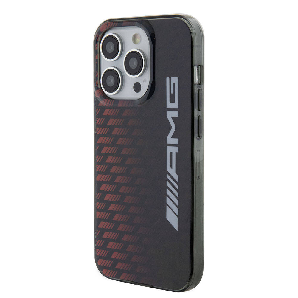AMG iPhone 15 Pro Max Orjinal Lisanslı Çift Katmanlı Büyük Logolu Dörtgen Şerit Desenli Kılıf