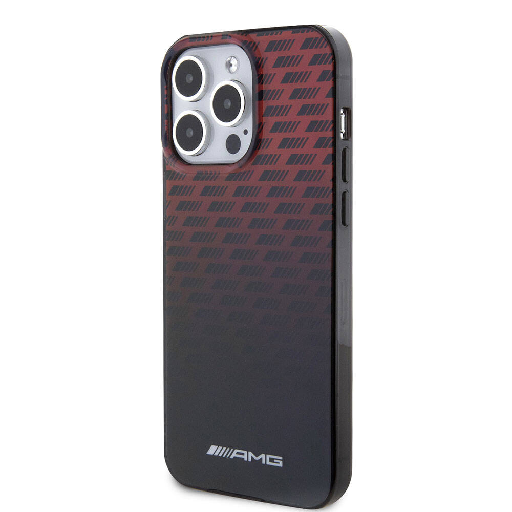 AMG iPhone 15 Pro Max Orjinal Lisanslı Çift Katmanlı Küçük Logolu Dörtgen Şerit Desenli Kılıf