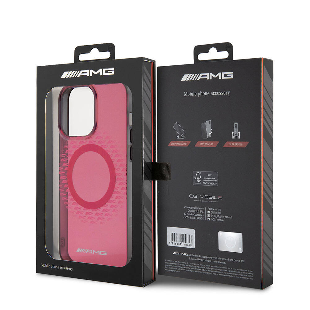 AMG iPhone 15 Pro Max Orjinal Lisanslı M-safe Şarj Özellikli Eşkenar Dörtgen Desenli Transparan Kılıf