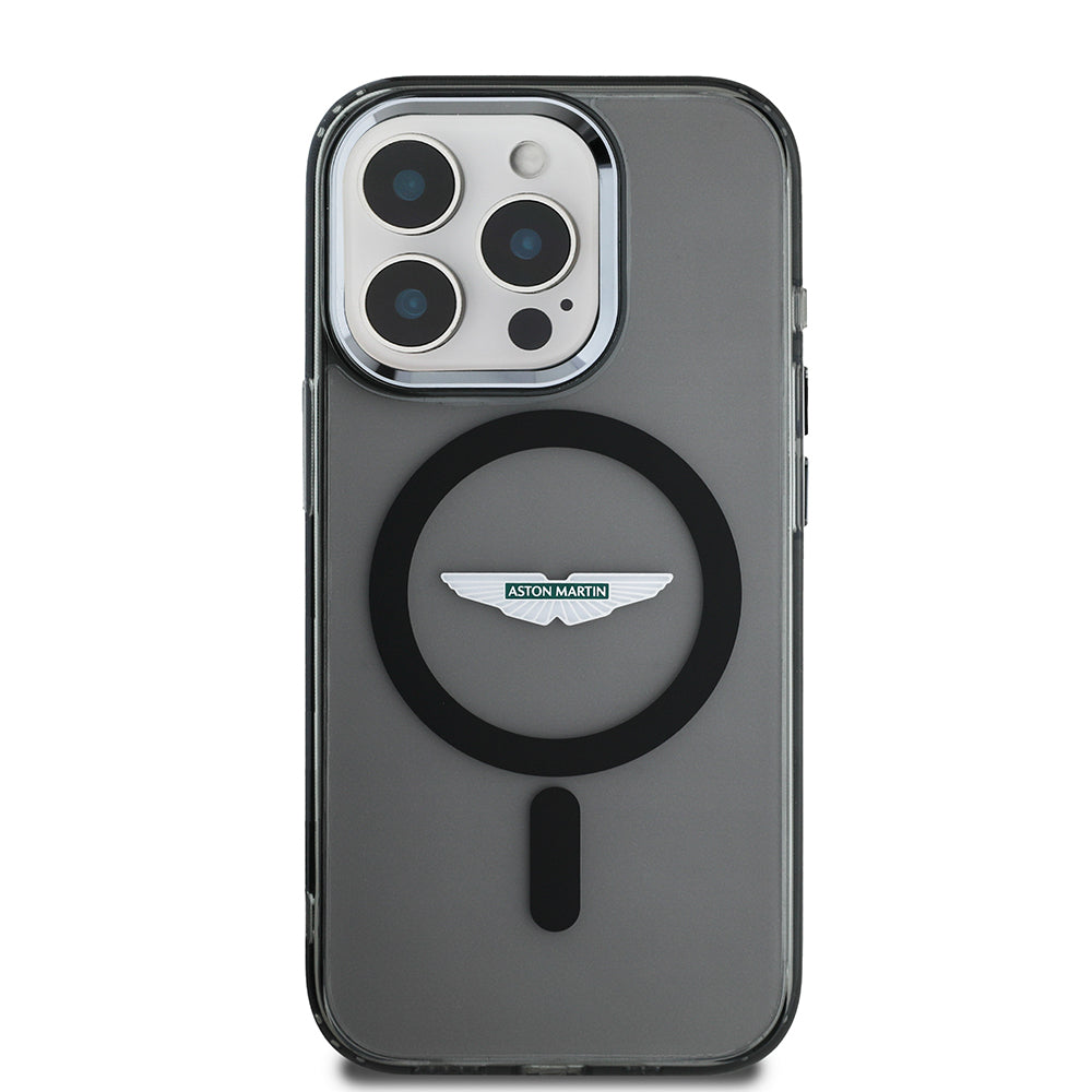 Apple iPhone 15 Pro Max Aston Martin Orjinal Lisanslı M-safe Şarj Özellikli IML Baskı Logolu Metal Düğmeli Kılıf